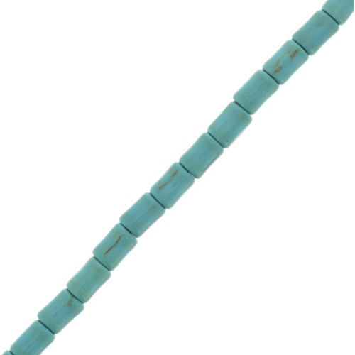 Perles tubes style Heishi 4x6 mm imitation Howlite teintées - Turquoise x36cm