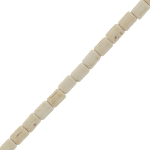 Perles tubes style Heishi 4x6 mm imitation Howlite teintées - Crème x39cm