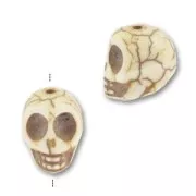 Perle Tête de mort en Howlite teintée 12 mm imitation Os x1