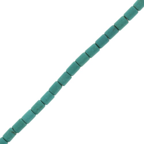 Perles tubes style Heishi 3.5x5 mm imitation Howlite teintées - Turquoise x39cm
