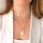 Perles tubes style Heishi 3.5x5 mm imitation Howlite teintées - Turquoise x39cm