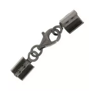 Fermoir mousqueton avec pince à lacet rond 3 mm en Argent 925 Rhodié Noir x1