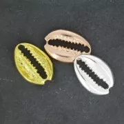 Intercalaire coquillage Cauri 19x13 mm en Argent 925 Rhodié Noir x1