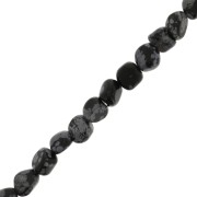 Perles nuggets irréguliers 6 mm pierre gemme  - Obsidienne mouchetée x40cm|raw }}