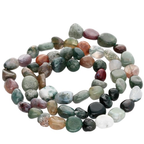 Perles nuggets irréguliers 6 - 8 mm pierre gemme  - Agate mousse x39cm