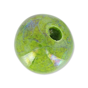 Perle en céramique 12 mm Vert Olive irisé