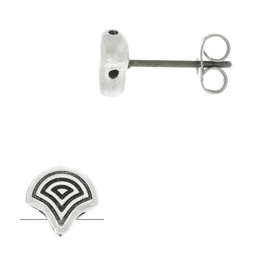 Cymbal - Clous d'oreilles pour Ginko Duo  7x7.5 mm Polykarpos Argenté vieilli x2