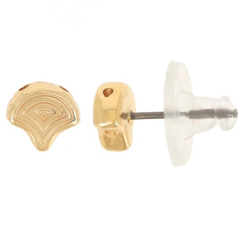 Cymbal - Clous d'oreilles pour Ginko Duo 7x7.5 mm Polykarpos Doré à l'or fin x2