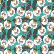 Tissu Cretonne de coton Diméo - Emeraude - Vert foncé - Blanc x10cm