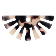 Pendentif demi-soleil 19x38 mm en acétate - Ecaille de tortue - Beige - Noir x1