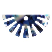 Pendentif demi-soleil 19x38 mm - Ecaille de tortue - Bleu - Blanc nacré x1|raw }}