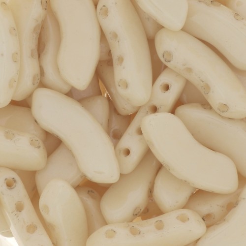 Perles en verre QuadBow Bead 6x15 mm - Opaque Beige Ceramic Look x10