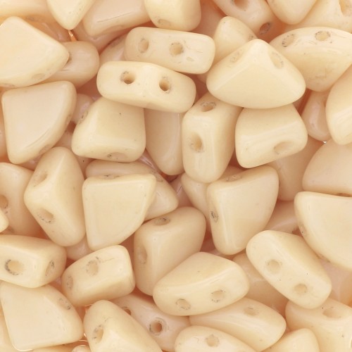 Perles en verre PieDuo Bead 6x8 mm - Opaque Beige Ceramic Look x30