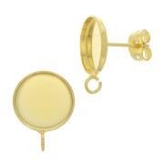 Clous d'oreilles pour cabochon fond plat 8 mm - anneau ouvert - Doré à l'or fin x2|raw }}