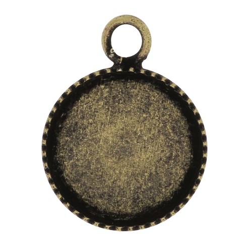 Serti pendentif pour cabochon fond plat 12 mm - Bronze x1