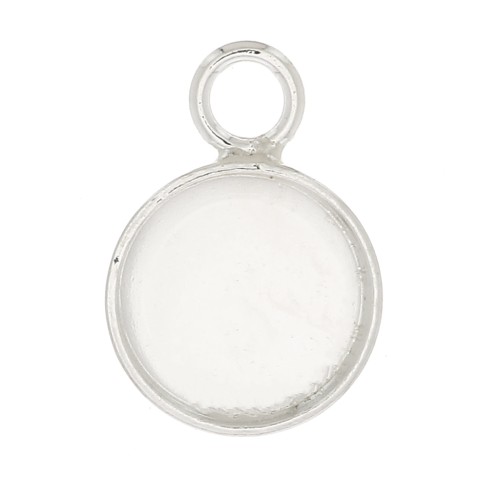Mini serti pendentif rond pour cabochon fond plat 6 mm - Argent 925 x1