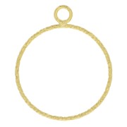 Pendentif cercle évidé diamanté 25x20.5 mm - Doré à l'or fin x1