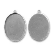 Serti pendentif pour cabochon fond plat 40x30 mm argenté vieilli