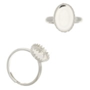Bague réglable pour cabochon fond plat 14x10 mm - Argent 925 x1
