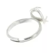 Bague réglable serti pour cabochon fond plat 14x10 mm - Argent 925 x1