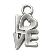 Breloque Love 17 mm Placage Argent fin vieilli x1