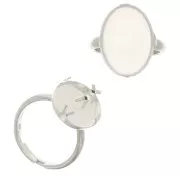 Bague réglable serti pour cabochon fond plat 18x13 mm - Argent 925 x1