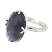 Bague réglable serti pour cabochon fond plat 18x13 mm - Argent 925 x1