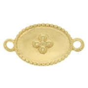 Intercalaire médaille ovale motif croix 15x8.5 mm - Doré à l'or fin x1|raw }}