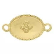 Intercalaire médaille ovale motif croix 15x8.5 mm - Doré à l'or fin x1