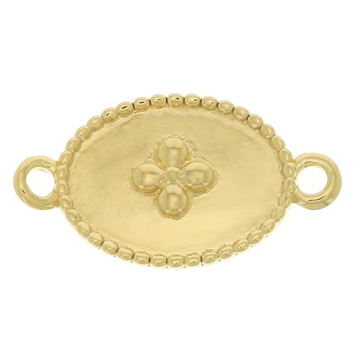 Intercalaire médaille ovale motif croix 15x8.5 mm - Doré à l'or fin x1