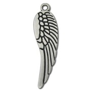 Pendentif aile 70 mm Placage Argent fin vieilli x1