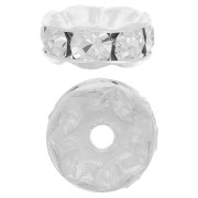 Perle rondelle Strass 6 mm - Argent 925 - Crystal x1