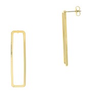 Boucles d'oreilles rectangle évidé 40x10.5 mm - Plaqué Or 3 microns x2|raw }}