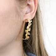 Boucles d'oreilles rectangle évidé 40x10.5 mm - Plaqué Or 3 microns x2