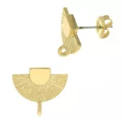 Clous d'oreilles éventail 14x16 mm avec anneau ouvert - Plaqué Or 3 microns x2