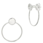 Clous d'oreilles cercle évidé 23x20 mm pour cabochon 6 mm - Placage Argent fin x2
