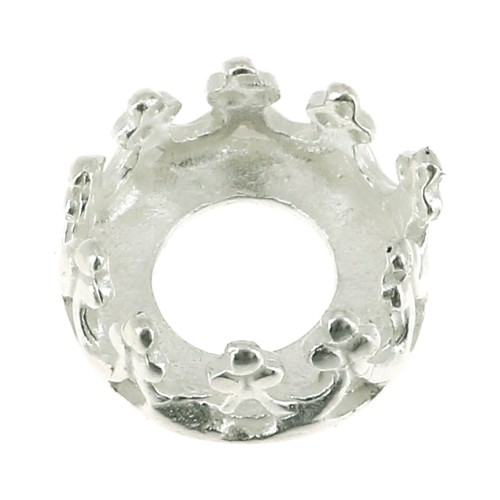 Serti rond griffe - décor couronne - pour cabochon 6 mm - Argent 925 x1