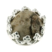 Serti rond griffe - décor couronne - pour cabochon 6 mm - Argent 925 x1