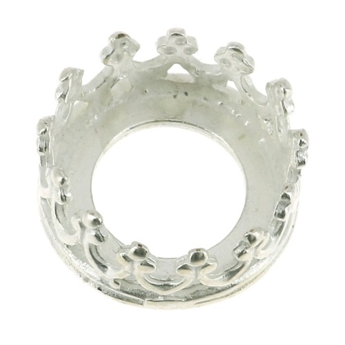 Serti rond griffe - décor couronne - pour cabochon 8 mm - Argent 925 x1