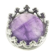 Serti rond griffe - décor couronne - pour cabochon 8 mm - Argent 925 x1