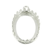 Serti pendentif ovale - décor couronne - pour cabochon 18 x13 mm - Argent 925 x1|raw }}