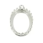 Serti pendentif ovale - décor couronne - pour cabochon 18 x13 mm - Argent 925 x1