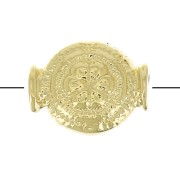 Perle ronde ethnique motif fleur 8x6.5 mm - Plaqué Or 3 microns x1