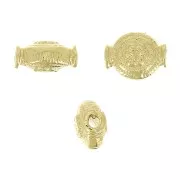 Perle ronde ethnique motif fleur 8x6.5 mm - Plaqué Or 3 microns x1