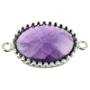 Serti intercalaire ovale - décor couronne - pour cabochon 18x13 mm - Argent 925 x1