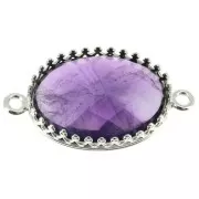 Serti intercalaire ovale - décor couronne - pour cabochon 18x13 mm - Argent 925 x1