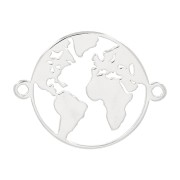 Intercalaire rond carte du monde 2 anneaux 13 mm - Argent 925 x1|raw }}