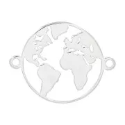 Intercalaire rond carte du monde 2 anneaux 13 mm - Argent 925 x1