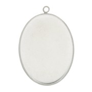 Pendentif serti ovale pour cabochon fond plat 40x30 mm - Argent 925 x1|raw }}