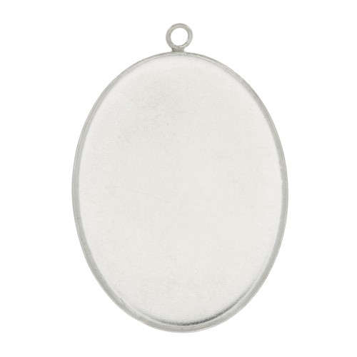 Pendentif serti ovale pour cabochon fond plat 40x30 mm - Argent 925 x1